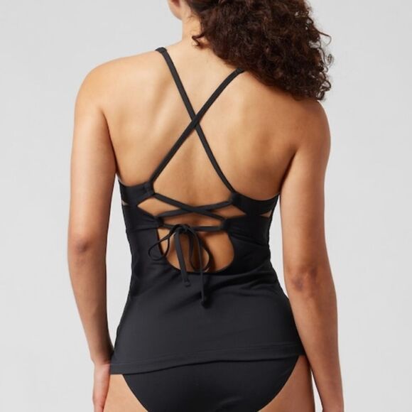 Athleta Triangle Tankini Swim Black D-DD New Size Small - Picture 2 of 6